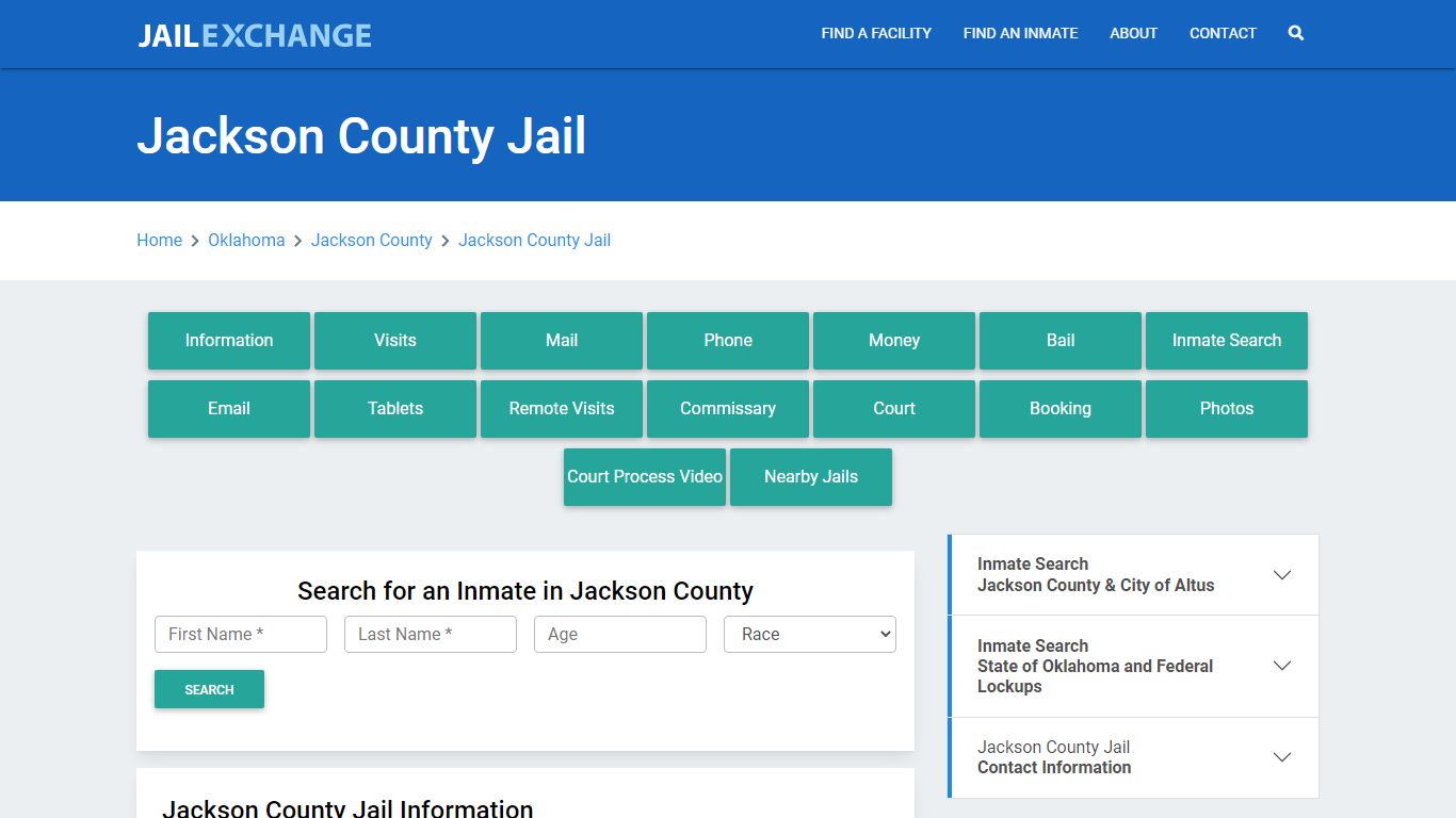 Jackson County Jail Roster Lookup, OK, Inmate Search