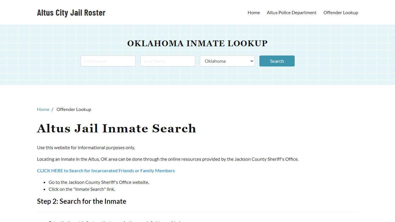 Altus, OK Detainee Lookup - Altus City Jail