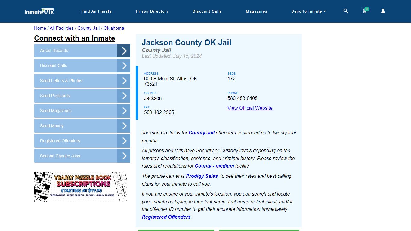 Jackson County OK Jail - Inmate Locator